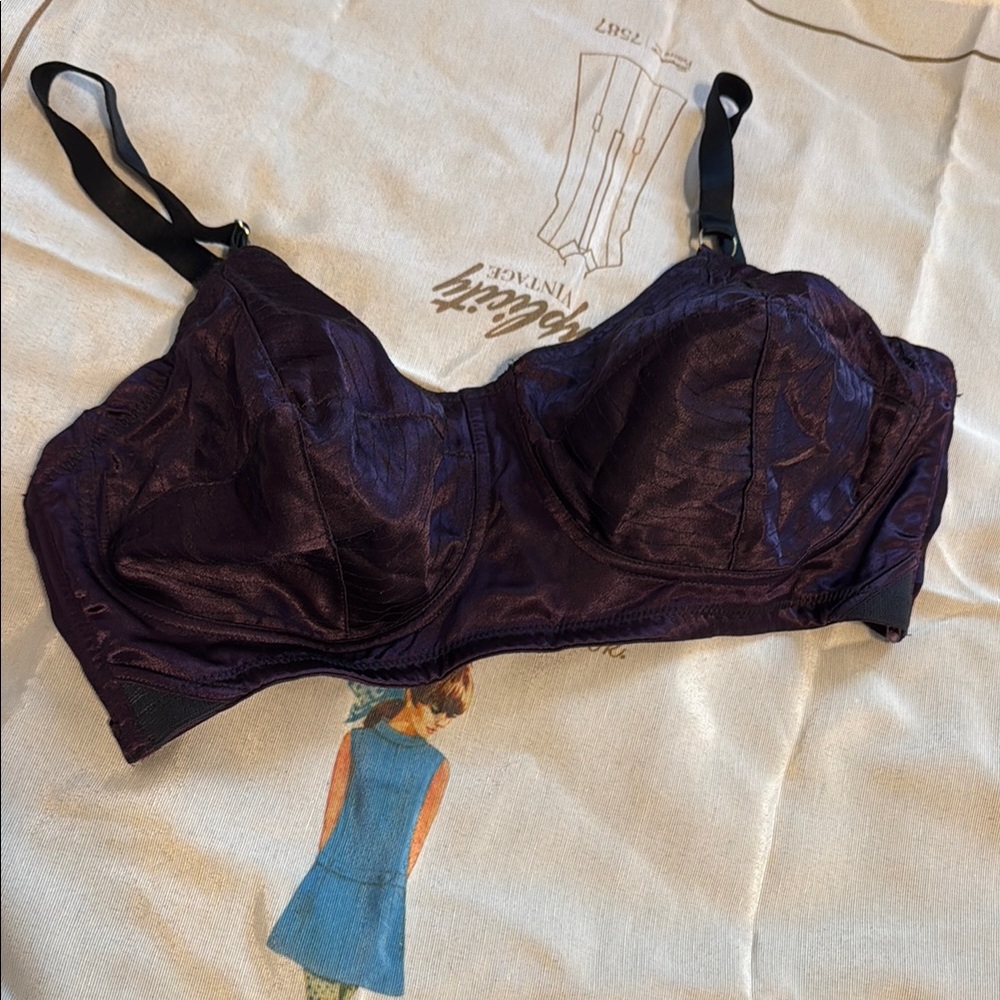 Bettie Page Deep Purple Satin Underwire Bra